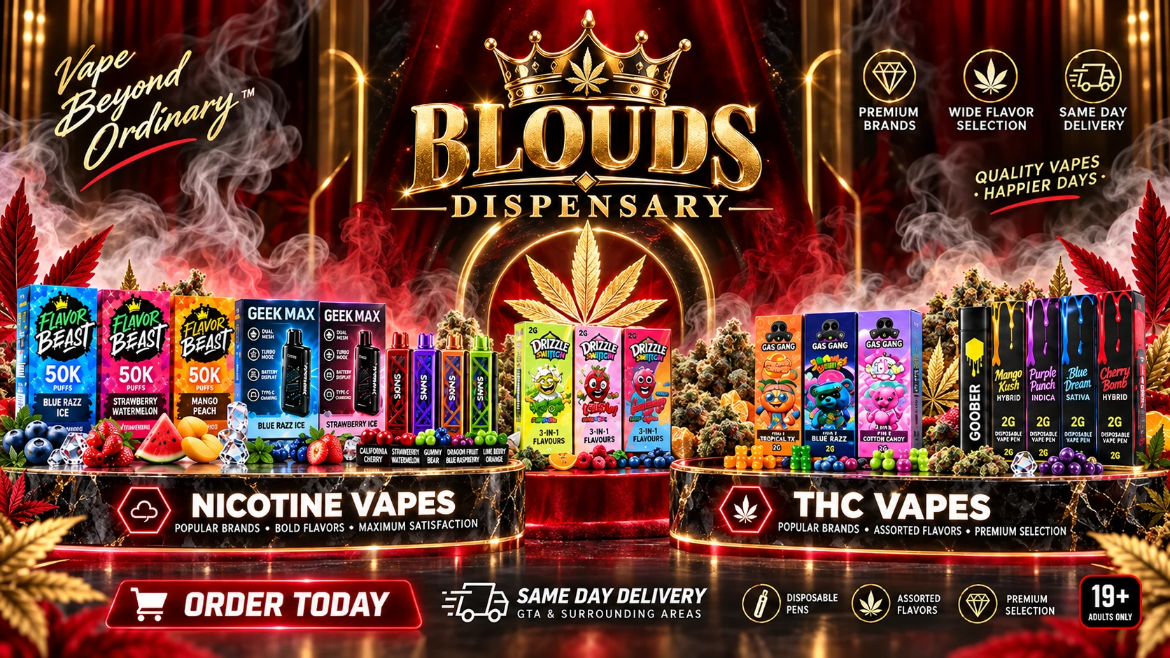 After Dark Cannabis nicotine and THC vape categories